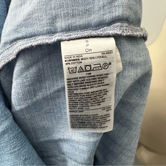 Gap Blue Short Sleeve Chambray Midi Cotton Dress with Belt Size Small - Picture 5 of 10